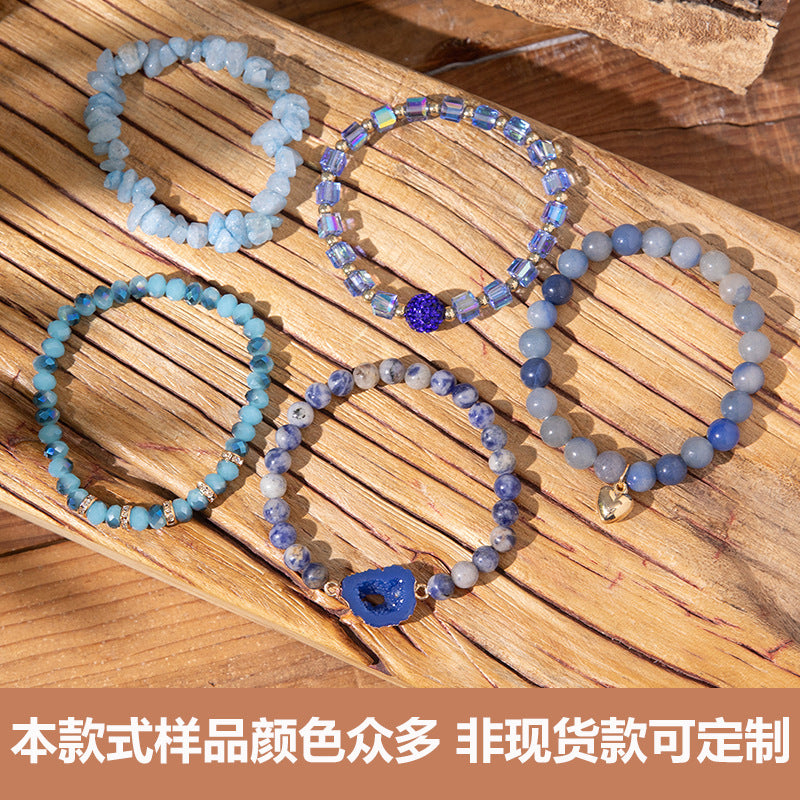 Wholesale 5pcs/set Crushed Rose Quartz Bohemian Beaded Bracelet Set