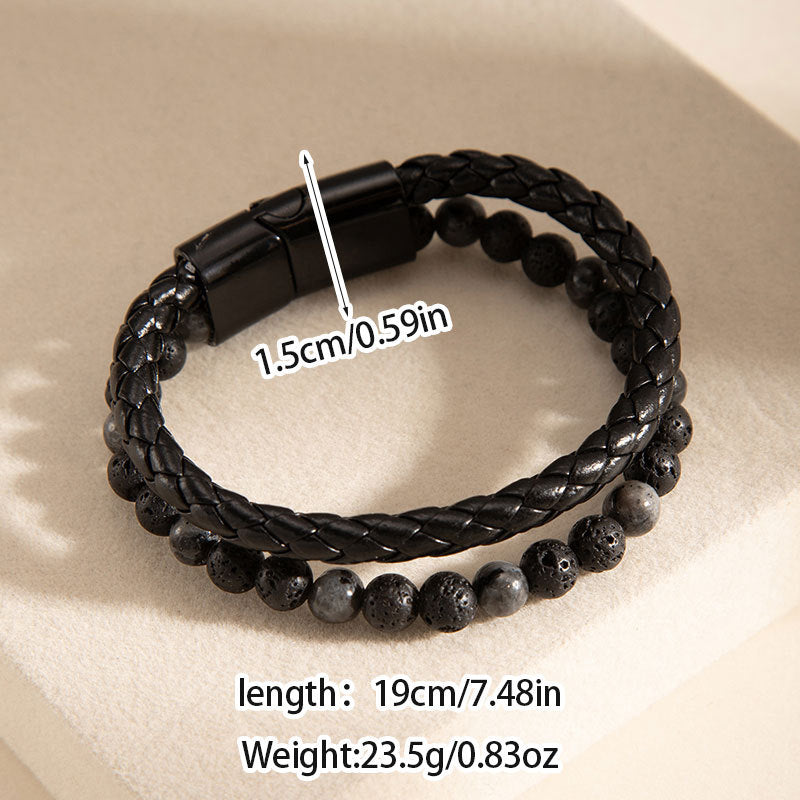 Wholesale Tibetan Style Distressed Volcanic Stone Leather Bracelet Handmade Multi Layer Unisex Rope Bangle Fashion Jewelry Accessory