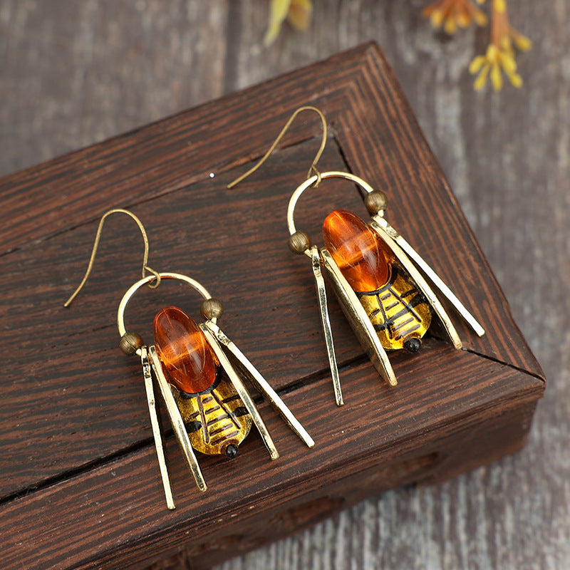 Wholesale Retro Bee Drop Earrings Alloy Animal Jewelry Party Gift Fashion Accessory