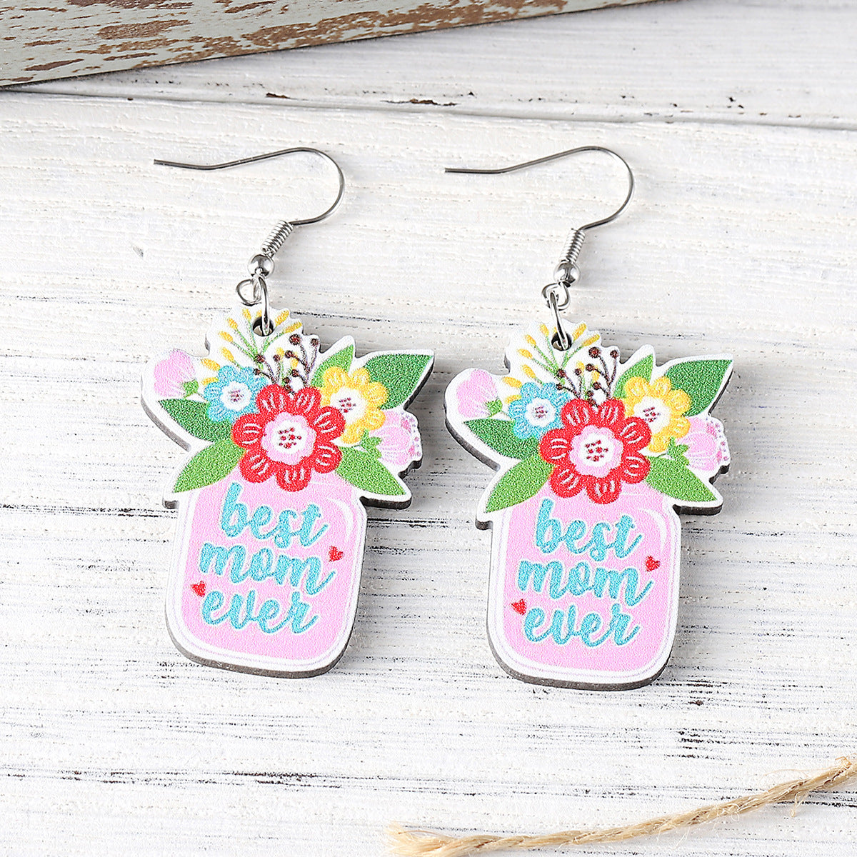 Wholesale  MOM flower love bouquet pendant earrings