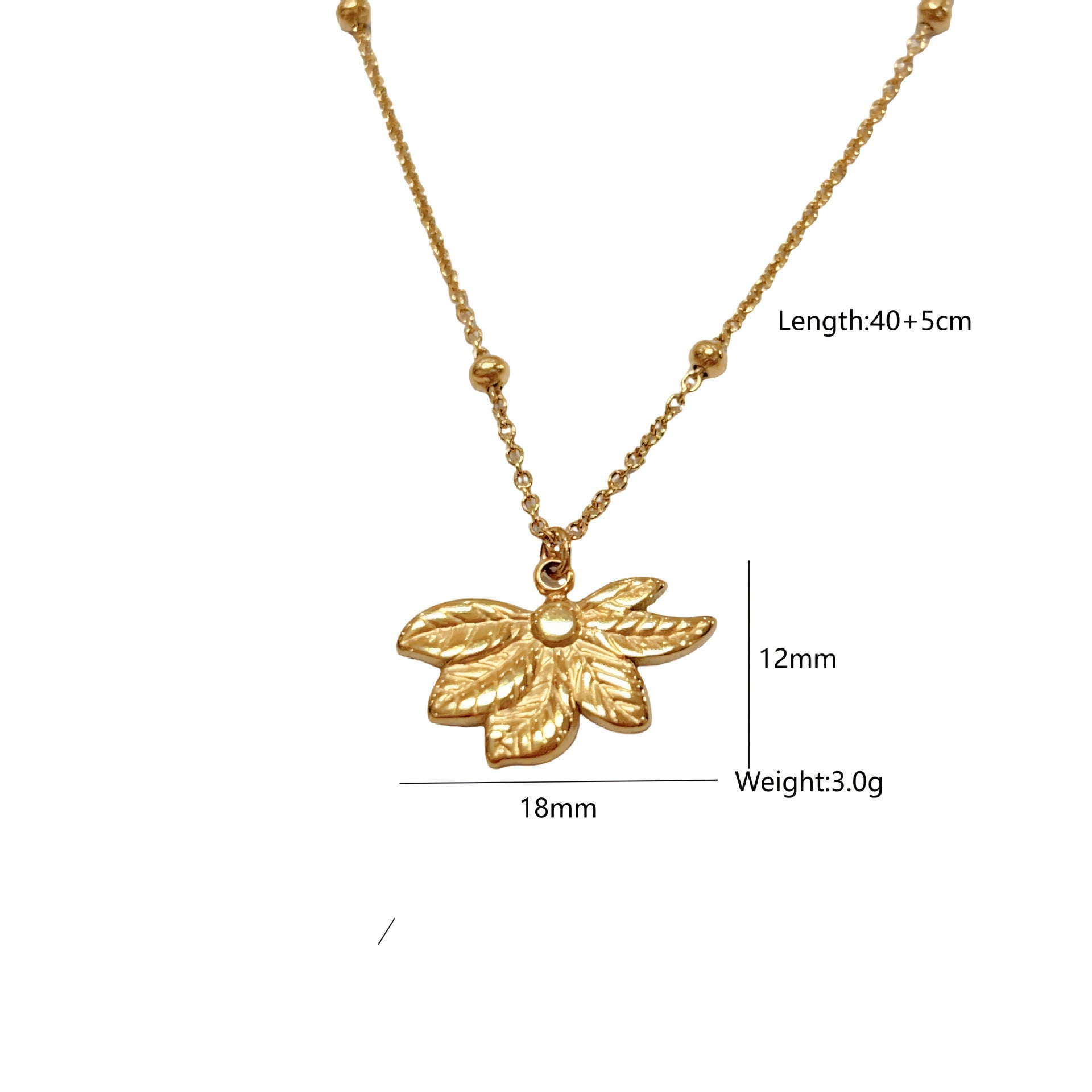 Wholesale Ginkgo Leaf Mango Star Stainless Steel Pendant Necklace  All-match Clavicle Chain