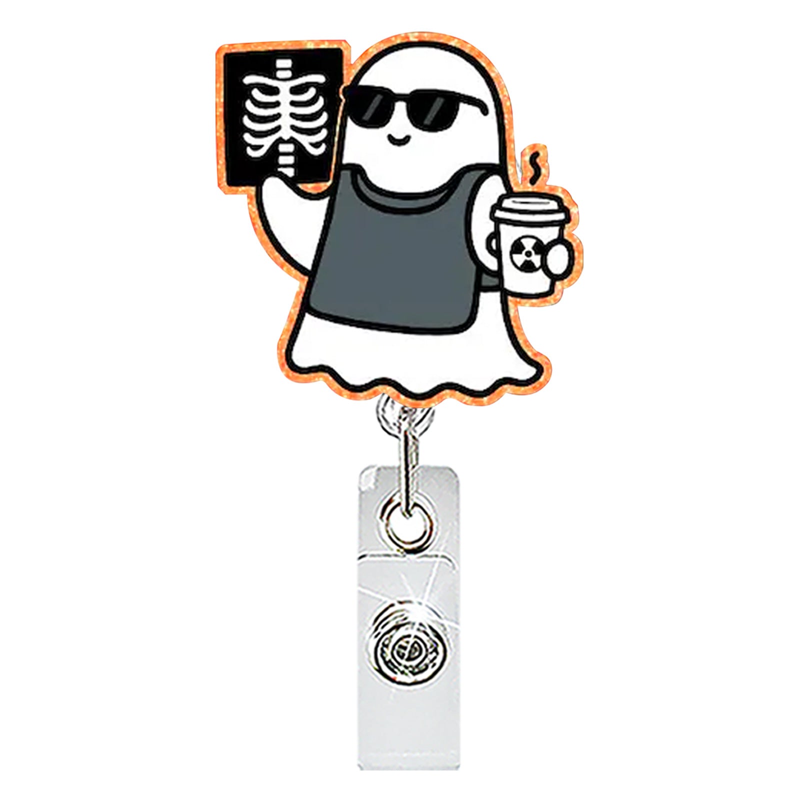 Wholesale  Pumpkin Ghost Skeleton Acrylic Retractable Badge Reel for Medical ID Card Keychain Accessory