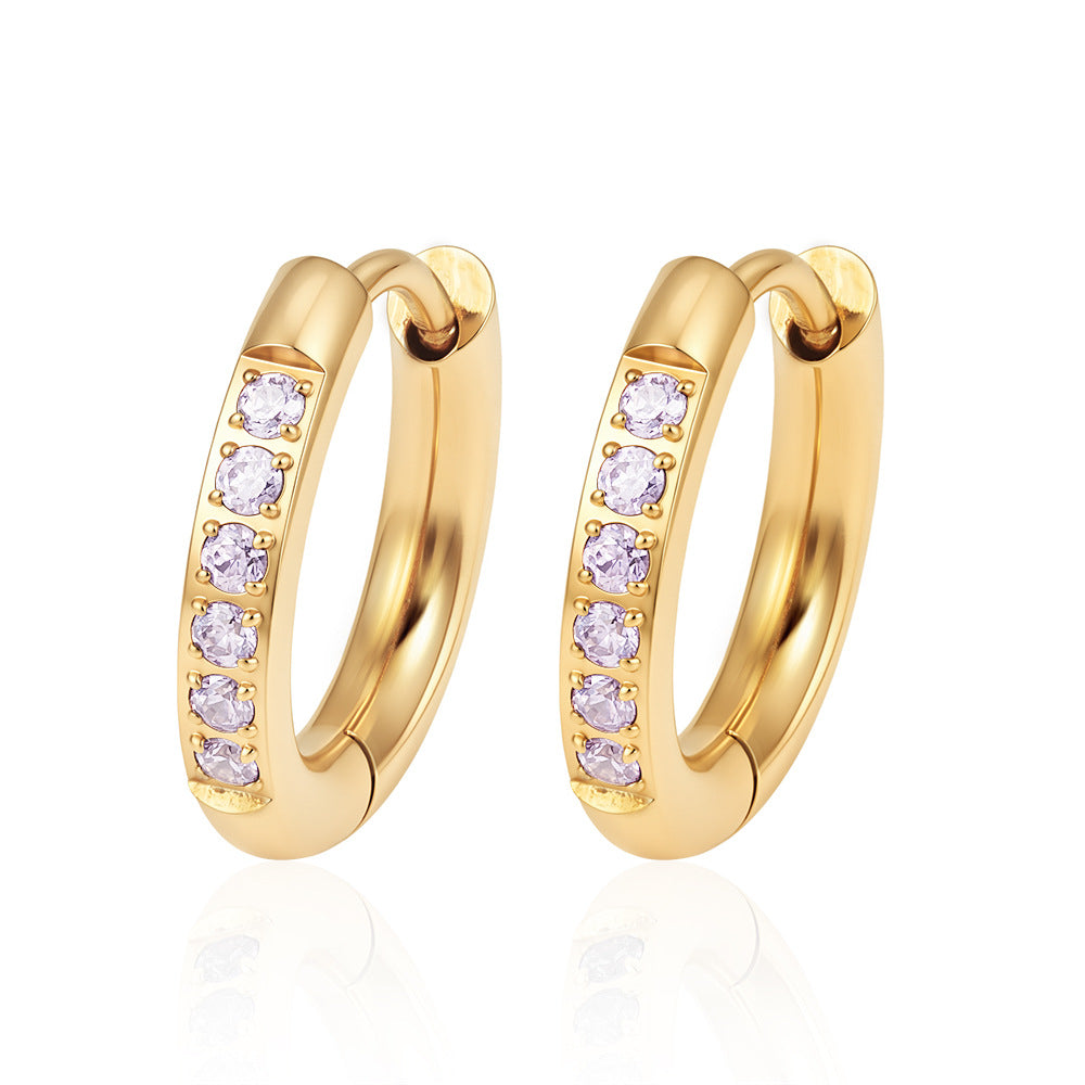 Wholesale Geometric Zircon Earrings,  Stainless Steel 18K Gold Plated,  Fashion Accessory for Women,  Boutique Resale