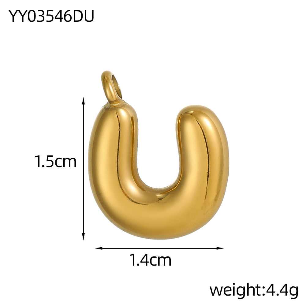 Wholesale Stainless steel bubble letter pendant necklace accessories