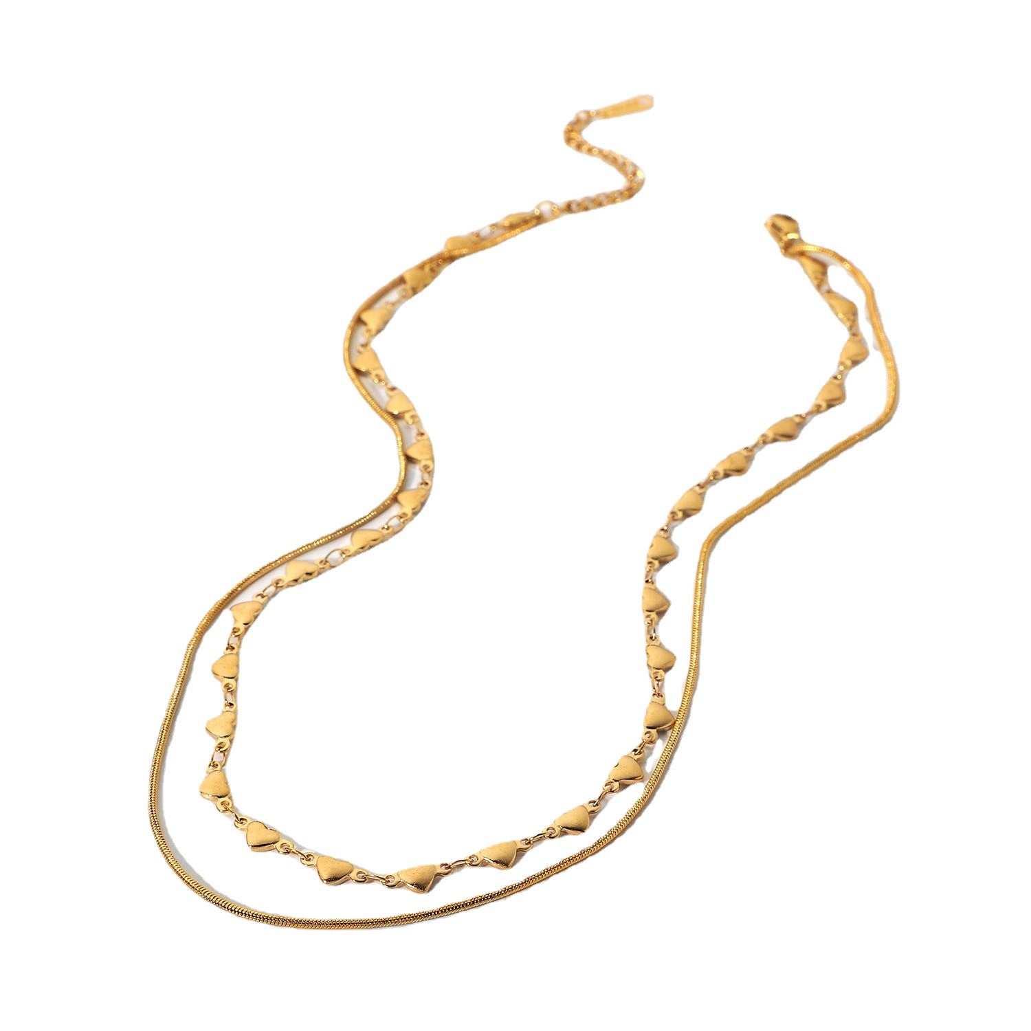 Wholesale  18K Gold Stainless Steel Metal  Love Double Layer Necklace