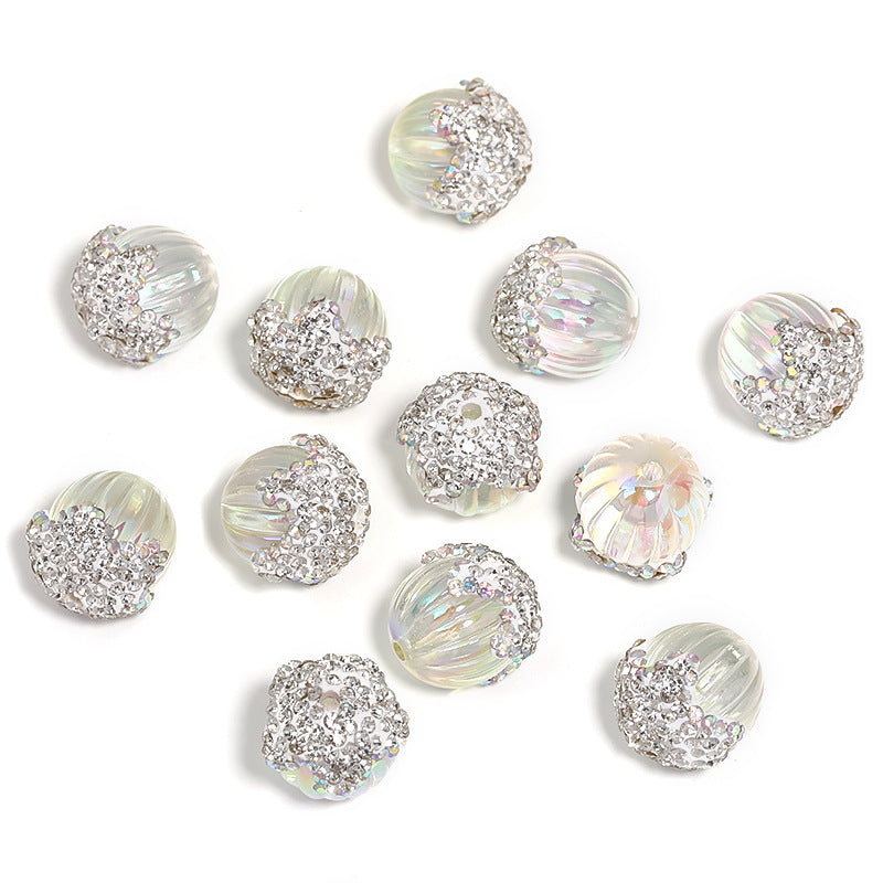 Wholesale 20pcs Heavy Rhinestone Acrylic Pumpkin Beads Pine Cone Ball Beaded Diy Accessories ACC-BDS-BLG095