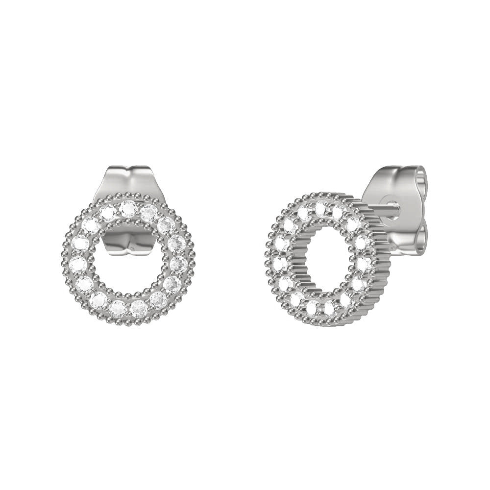 Wholesale Titanium steel geometric earrings inlaid with zircon