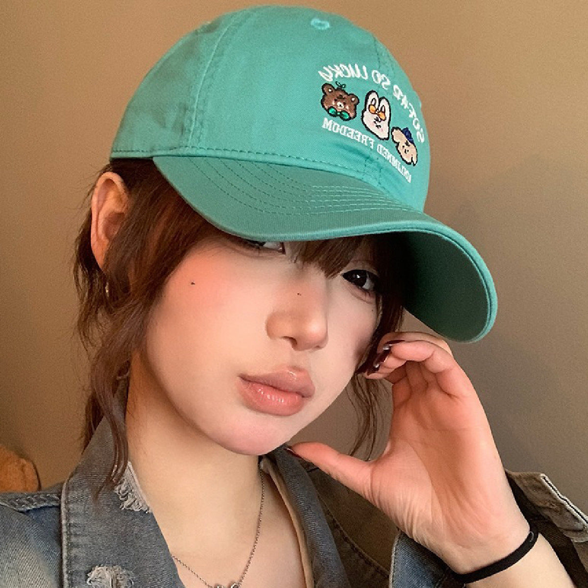 Wholesale Cartoon Hat Embroidered Baseball Cap Retro Workwear Cute Cap ACC-HT-JiangSheng002