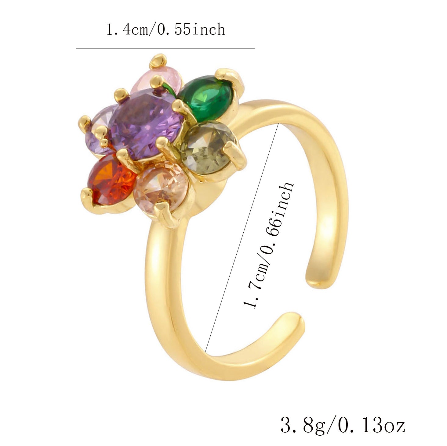 Wholesale Gold Plated Adjustable Rotating Ring Star Moon Zircon Women' s Fashion Jewelry Gift