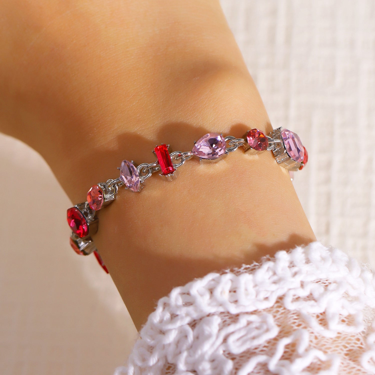 Wholesale Zinc Alloy Electroplated Fruit Shaped Colorful Candy Bracelet Irregular Sparkling Women S Fashion Accessory