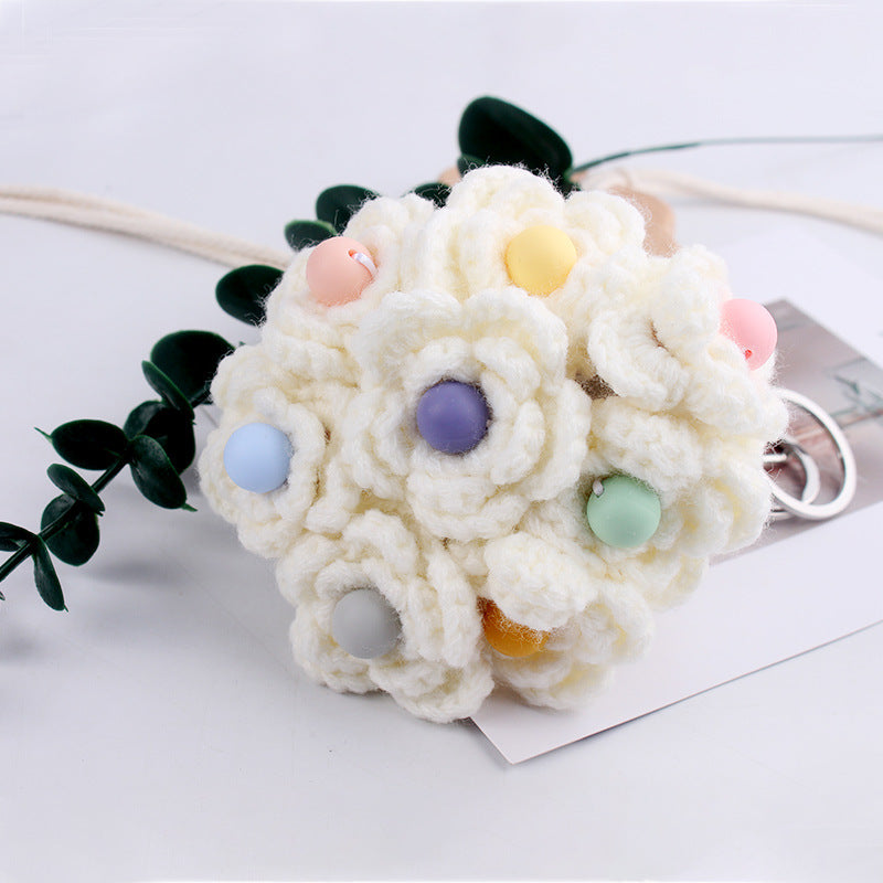 Wholesale Wool Flower Silicone Beaded Keychain ACC-KC-GuangTian051