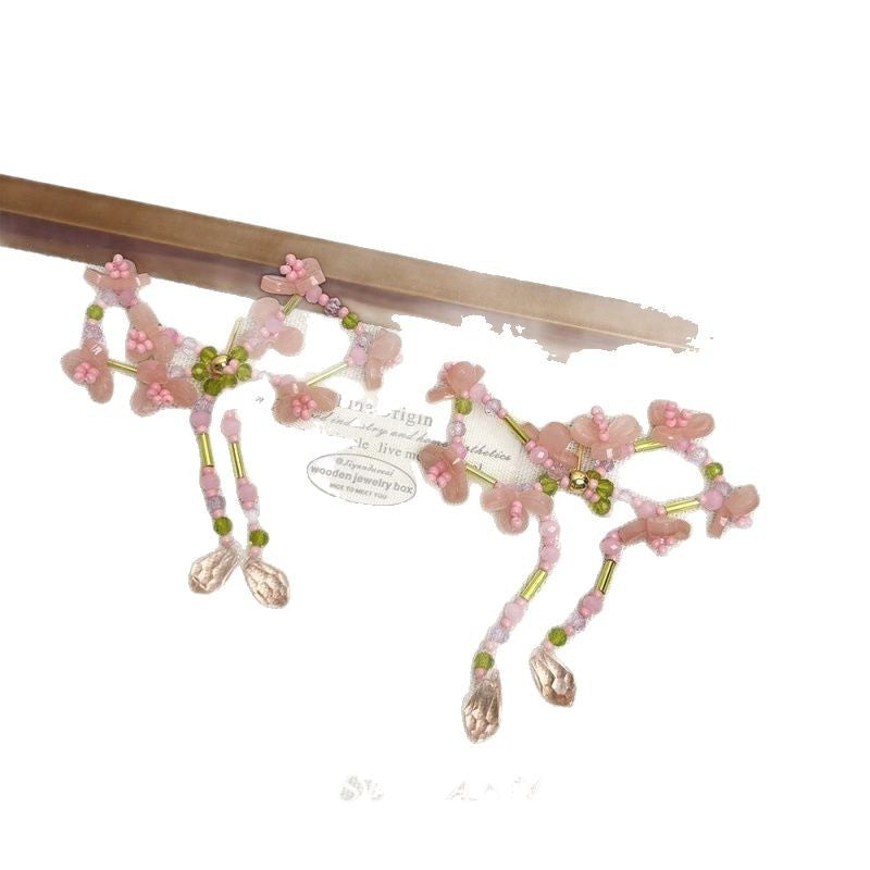 Wholesale  flower beaded tassel long earrings