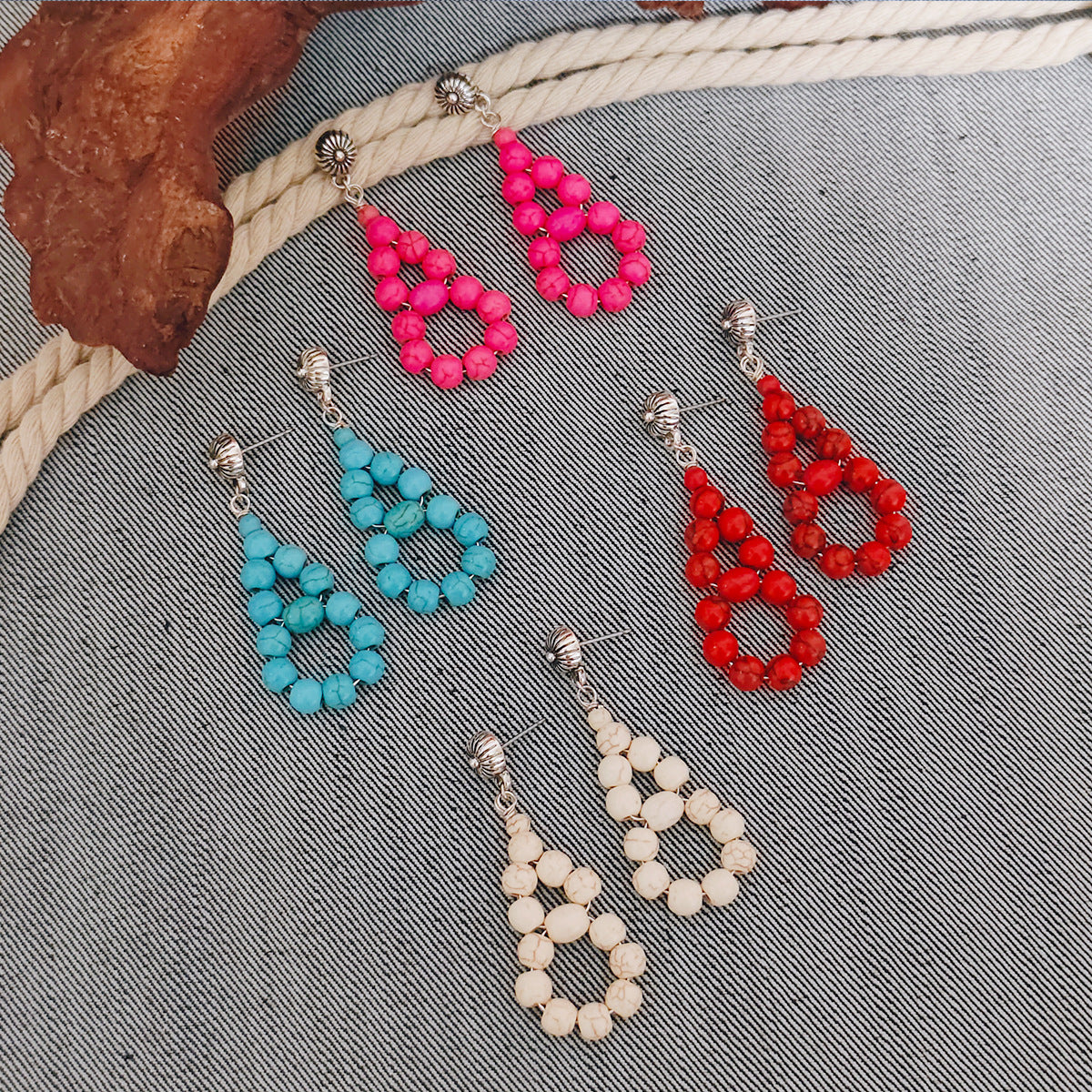 Wholesale Turquoise Star Geometric Earrings Bohemian Style Women S Fashion Accessory For Everyday Wear