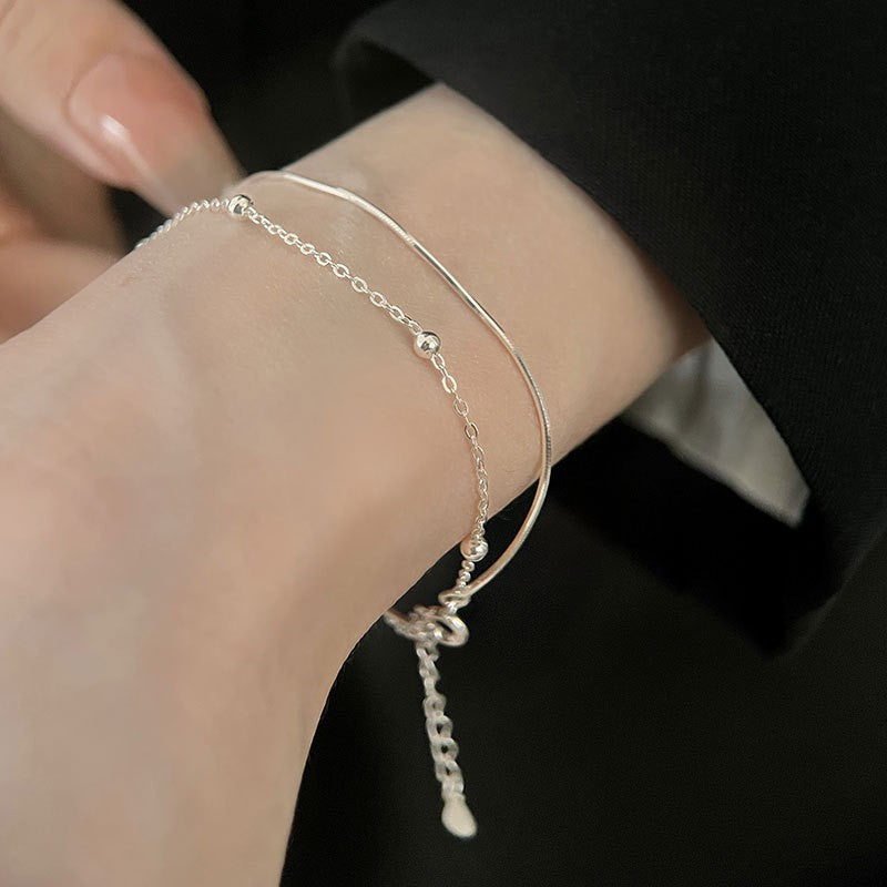 Wholesale S925 Sterling Silver Double Layer Bracelet