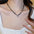 Wholesale  geometric zircon Pearl T-shaped buckle necklace
