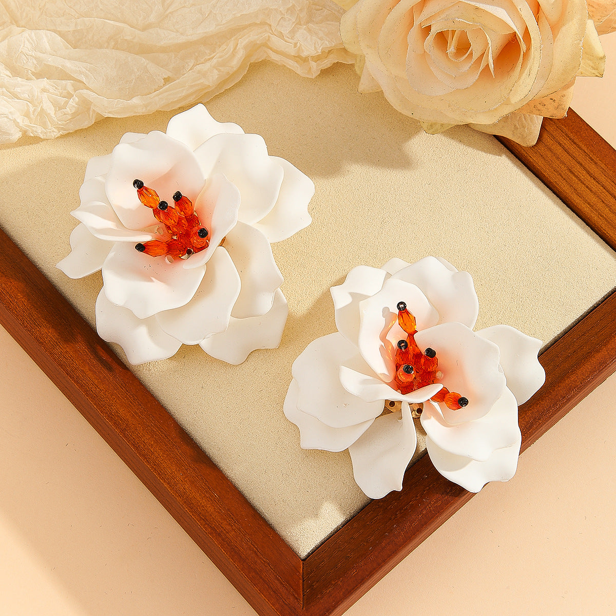 Wholesale resin hand painted petals earrings