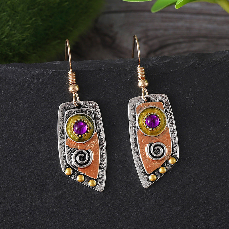 Wholesale  Retro Leather Pattern Earrings