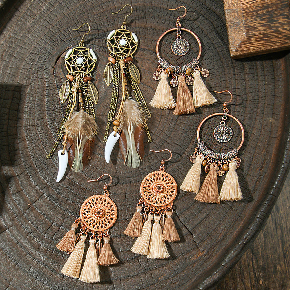 Wholesale Ethnic Style Tassel Earrings,  Retro Tribal Design Trendy Fashion Accessory for Party Wear