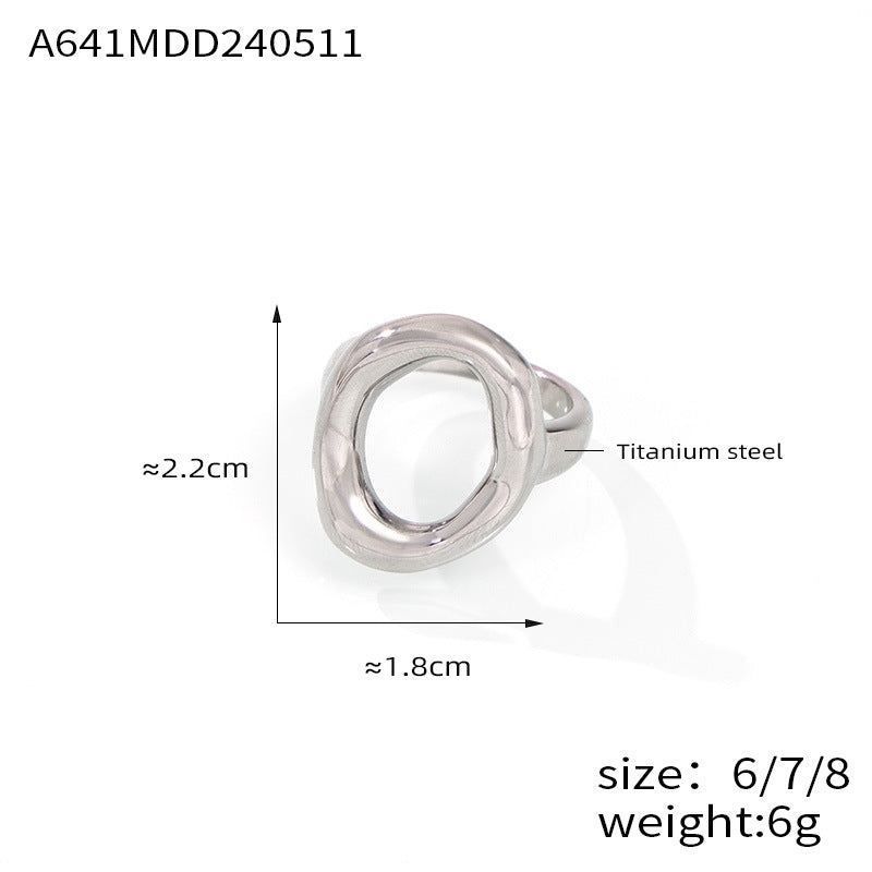 Wholesale Cold Wind Style Geometric Hollow Irregular Ring - Titanium Steel Gold-Plated Fashion Accessory
