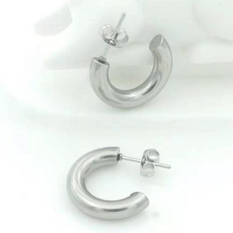 Wholesale stainless steel  C- shaped 14K earrings