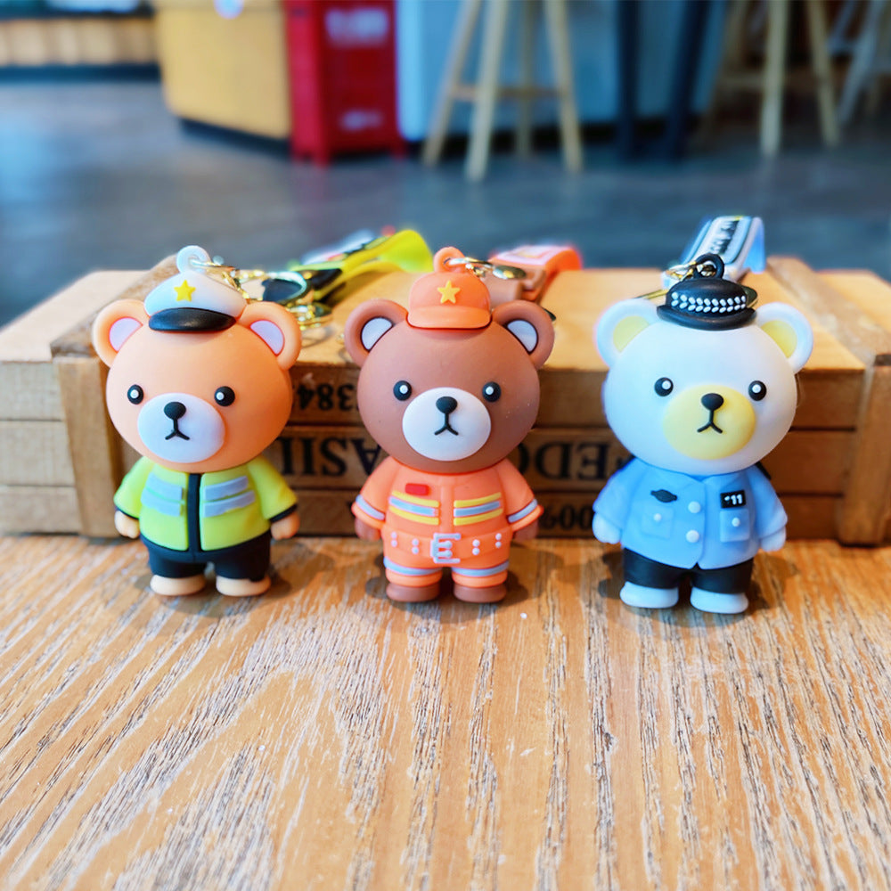 Wholesale Cute Cartoon Police Bear PVC Keychains ACC-KC-ErLu023