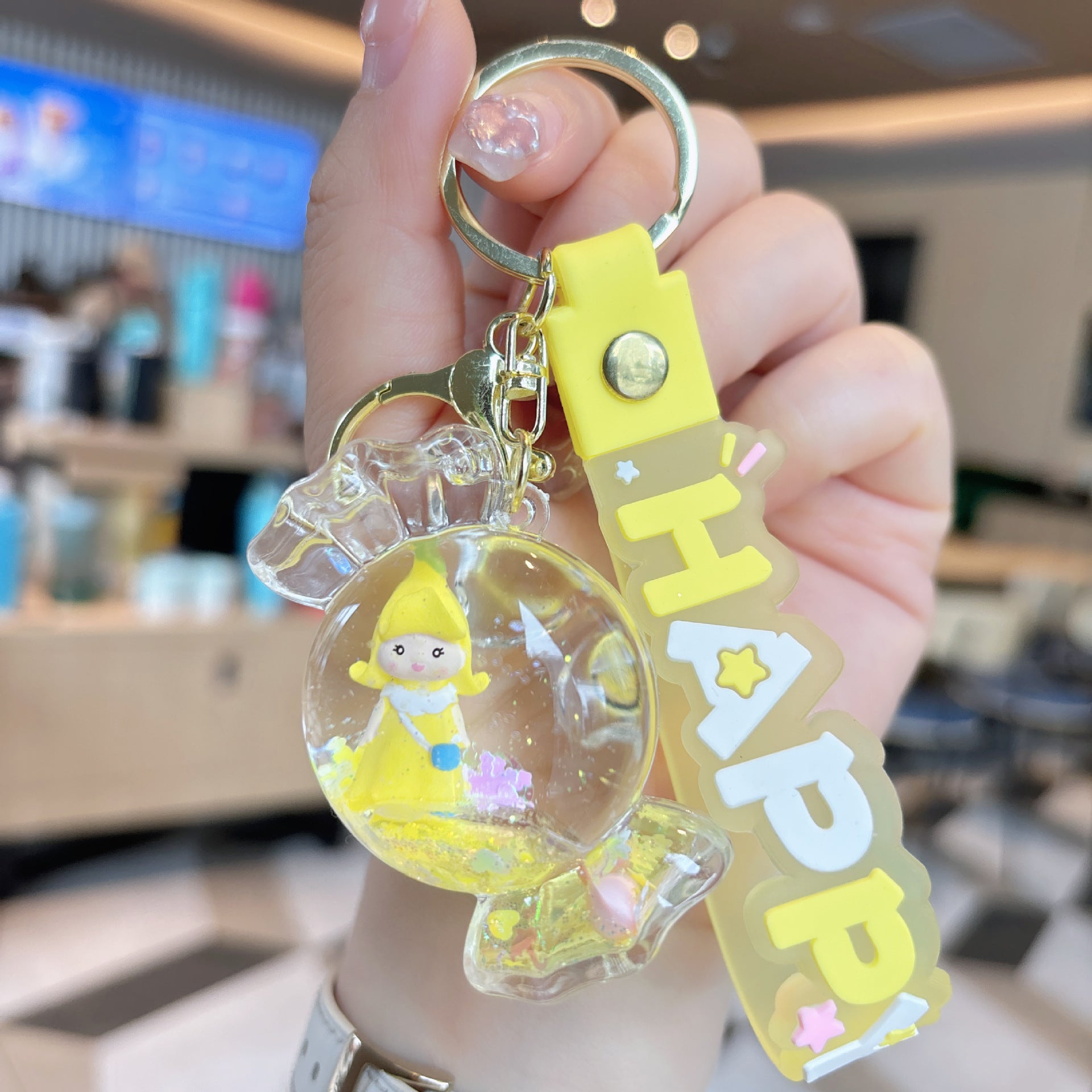 Wholesale Creative Acrylic Quicksand Cute Candy House Girl Keychain