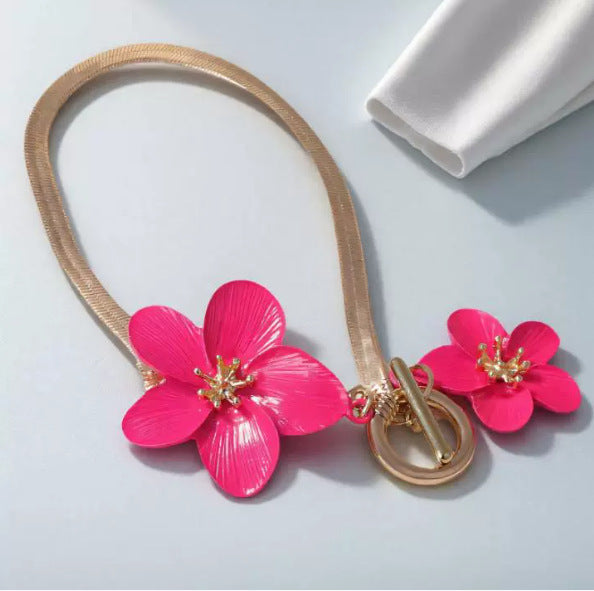 Wholesale Alloy multi-color flower anklet