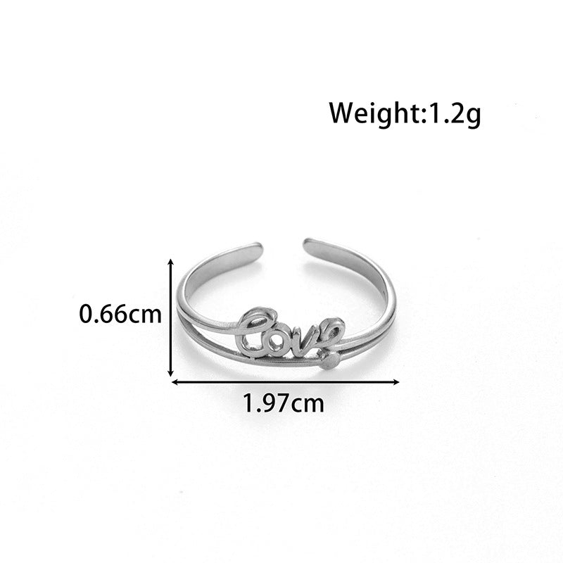 Wholesale Titanium Steel Love Heart-shaped Bow  Cute Sweet Opening Adjustable Ring