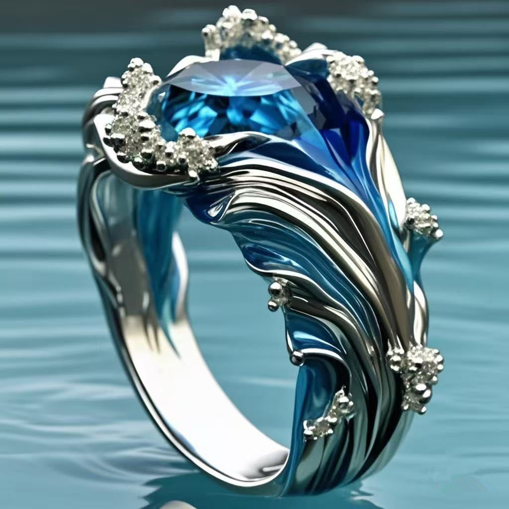 Wholesale  Ocean Series Wave Resin Ring