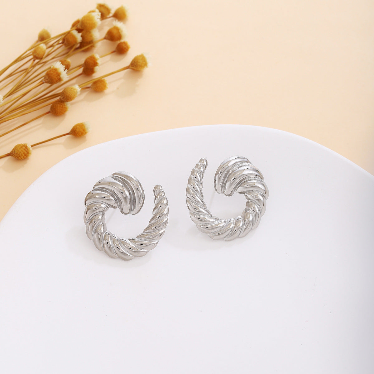 Wholesale Silver Textured Triangle Heart Earrings