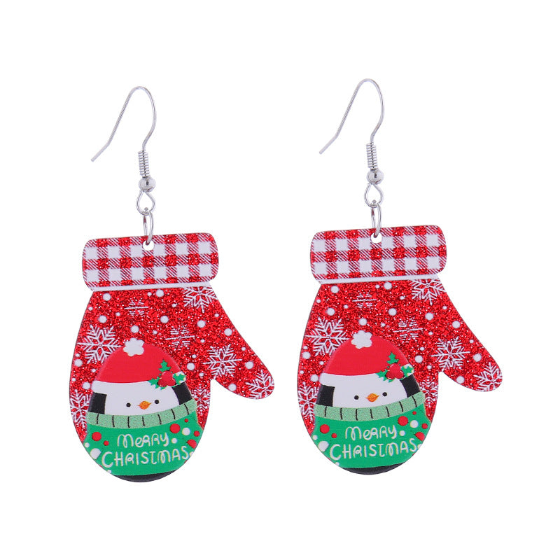 Wholesale Christmas Colorful Acrylic Elk Wine Glass Puppy Earrings ACC-ES-CT036