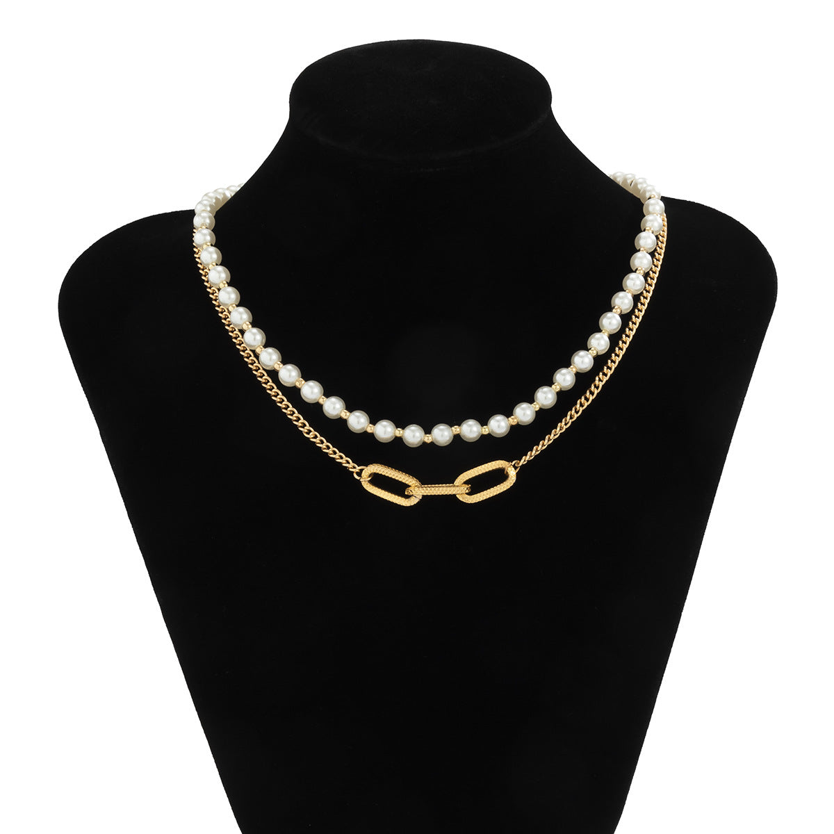 Wholesale Double Layer Necklace Pearl Chain Men's Necklace ACC-NE-Xuer013