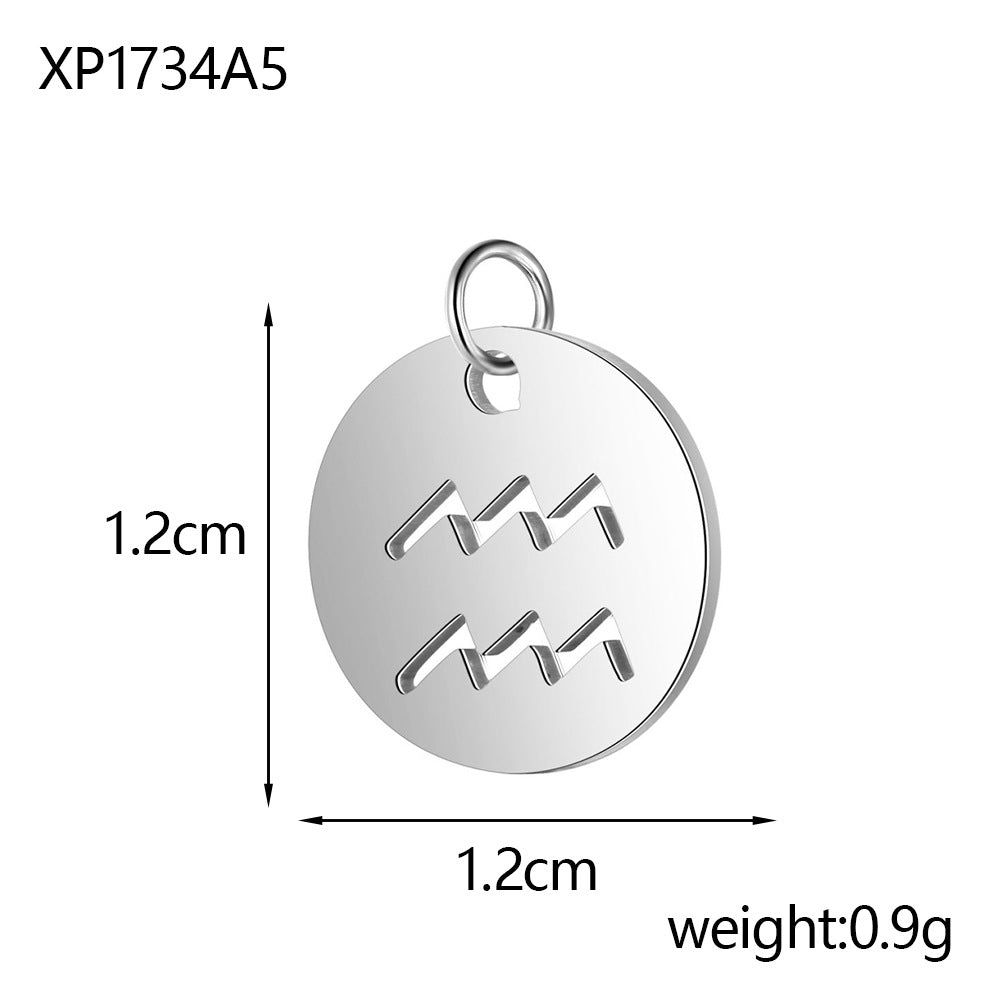 Wholesale Stainless steel 12 constellation hollow round card pendant