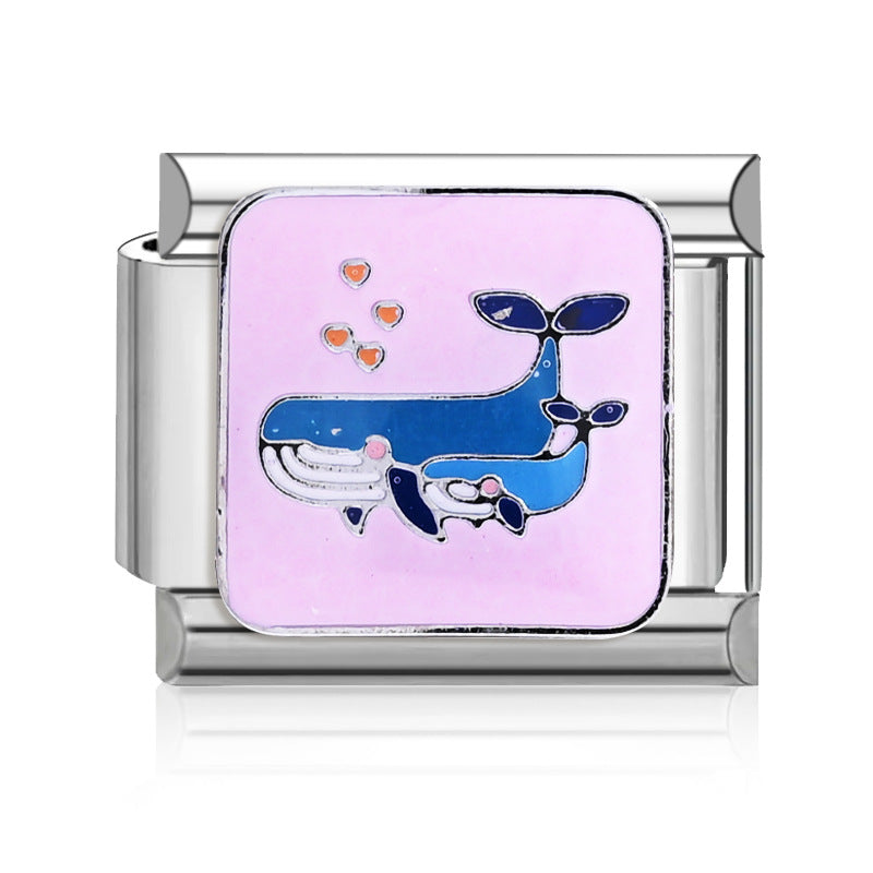 Wholesale  9mm Italian Charm Starter Bracelets DIY square Single Section Creative Stainless Steel Composable Bracelet