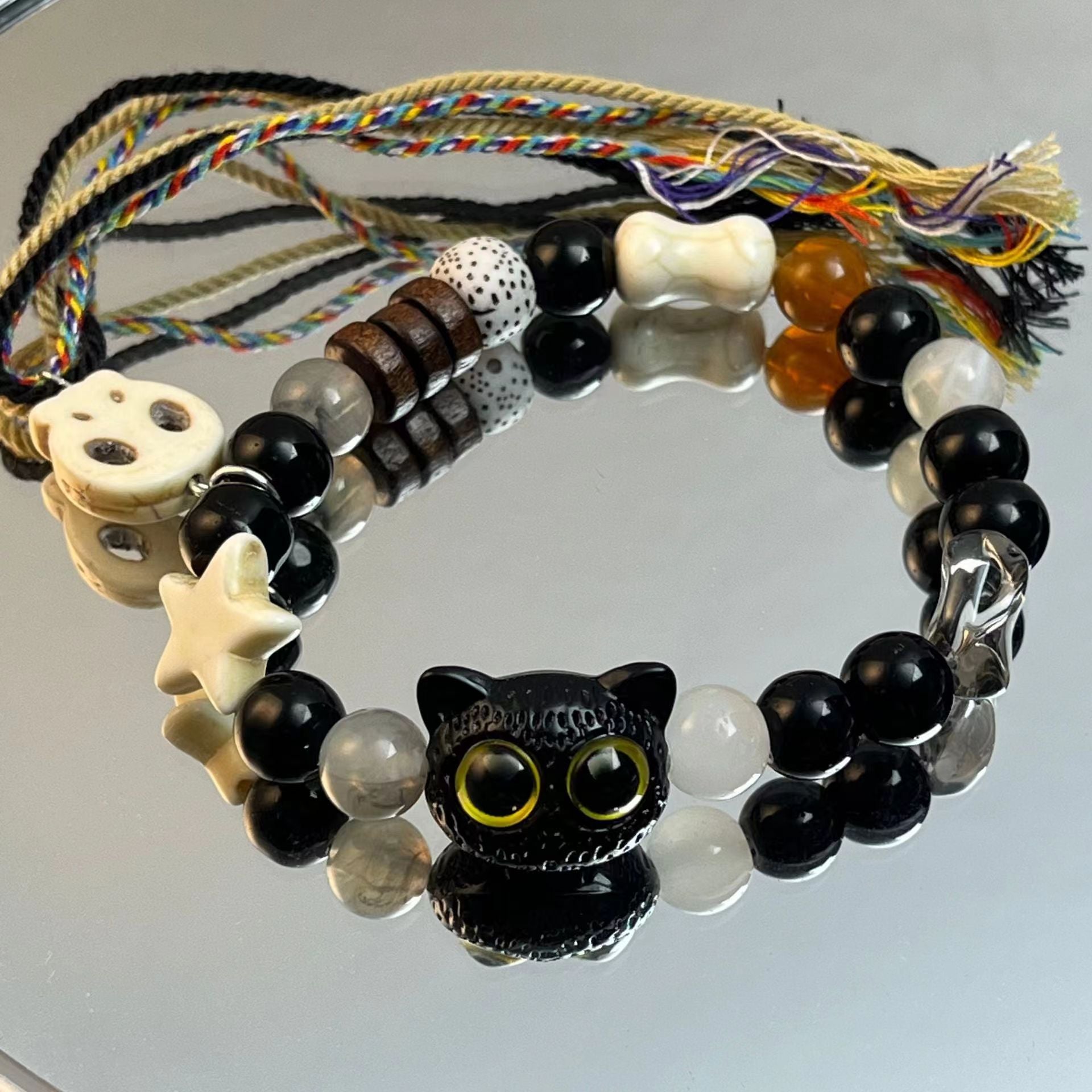 Wholesale black sesame kitten black cat bracelet