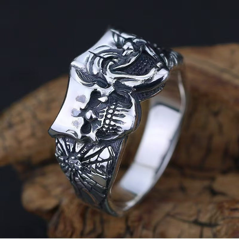 Wholesale Double-sided Good and Evil Ring Clown Zinc Alloy Ring