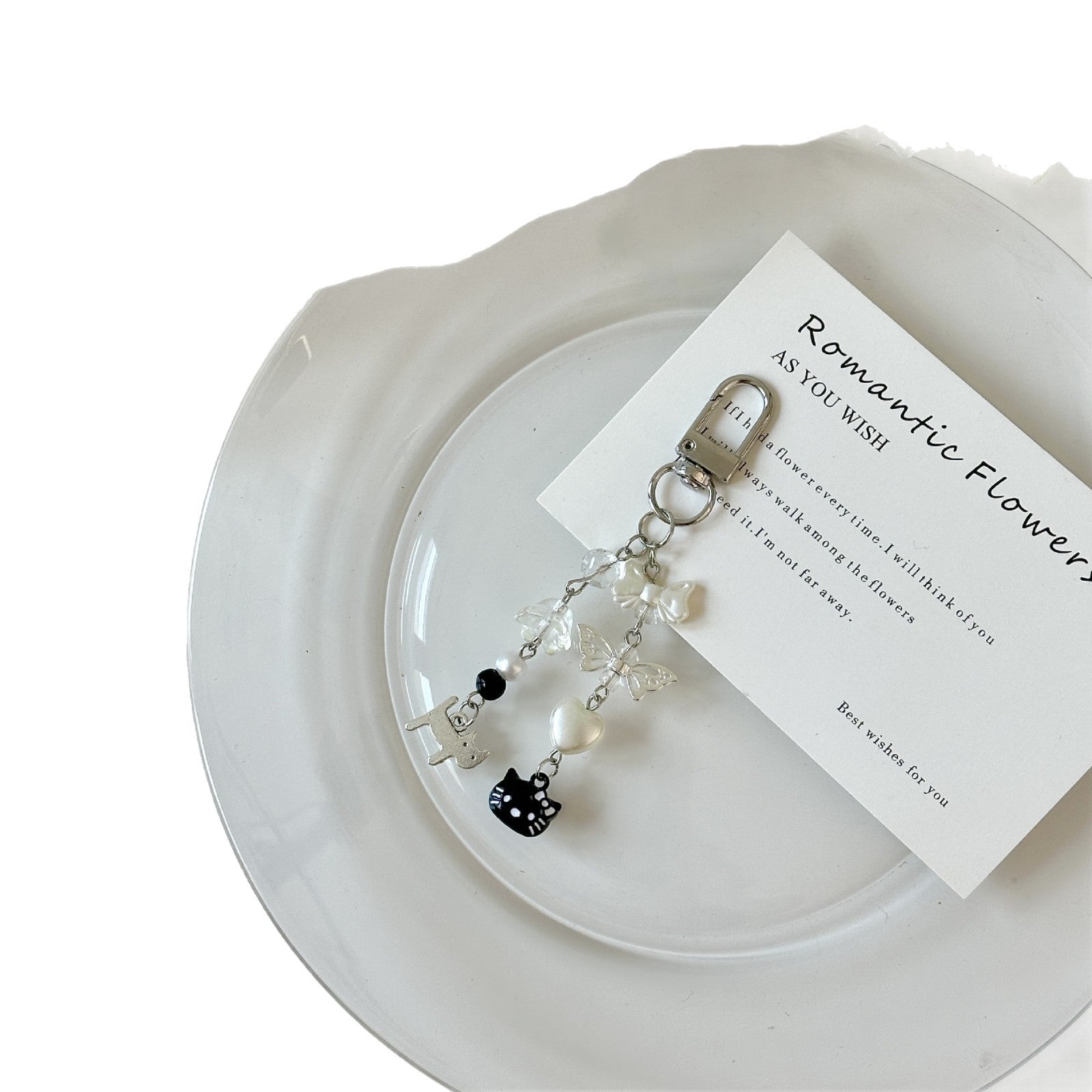 Wholesale Cute Cat Bow Chain Love Wings Keychains