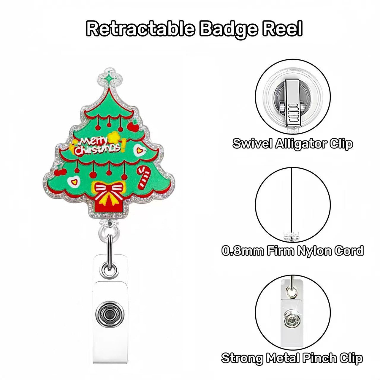 Wholesale Christmas tree bell badge name Badge Reels