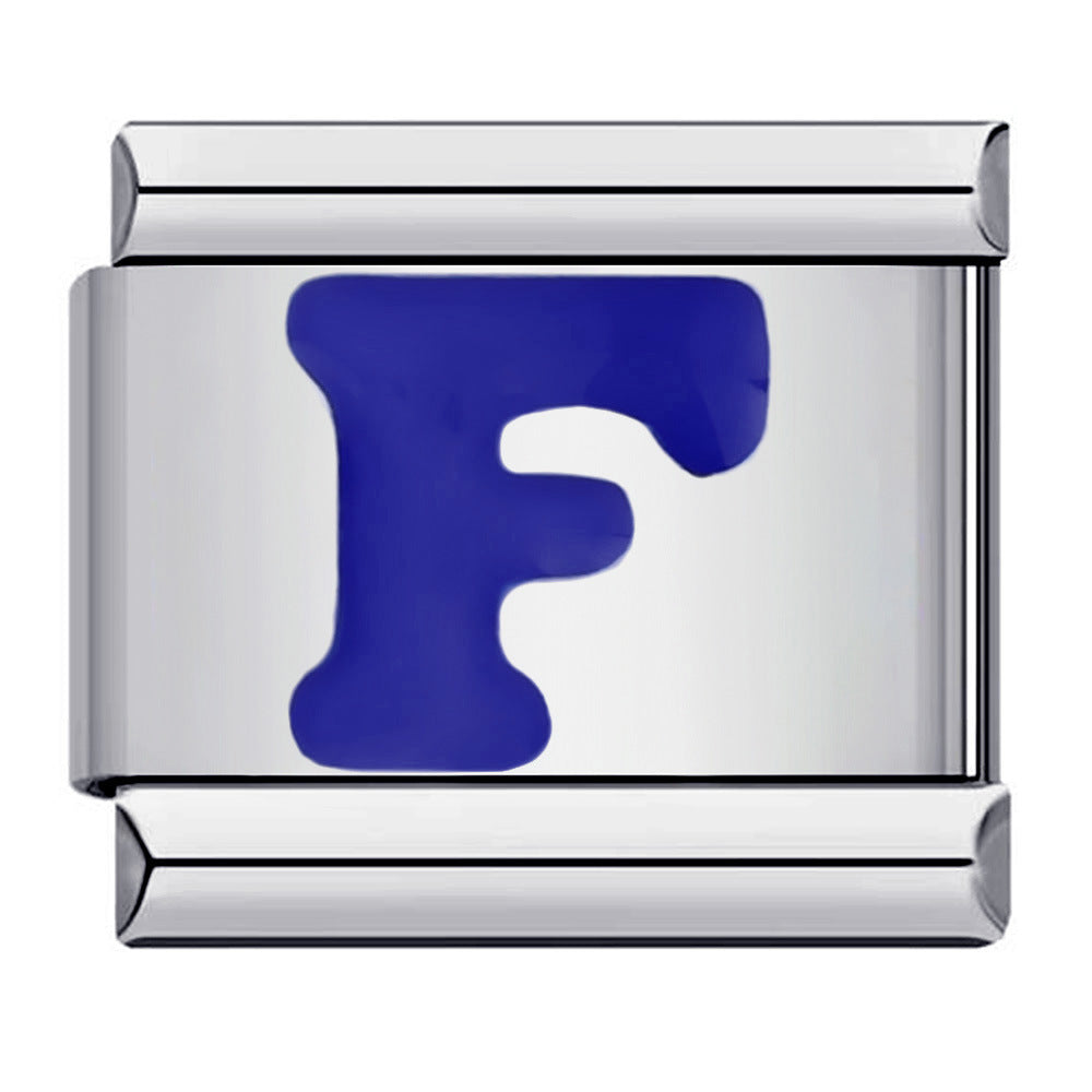 Wholesale Italian Charm Bracelet 9mm DIY Splicing Removable Blue English Letters Stainless Steel Composable Bracelet