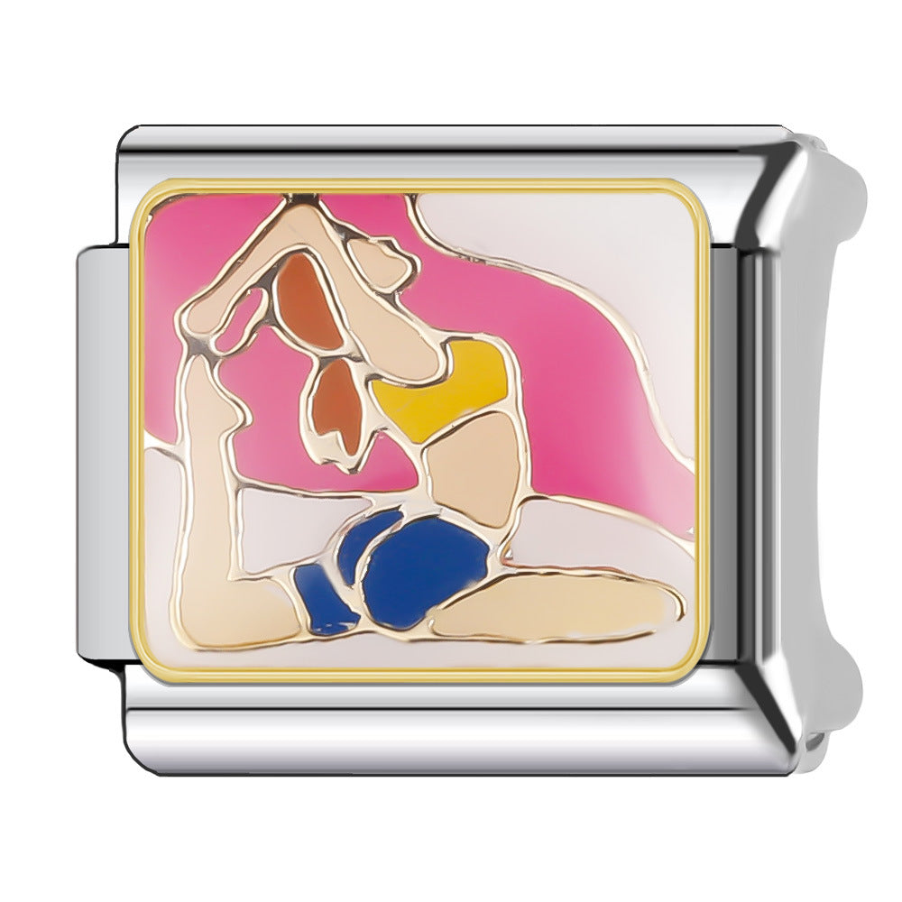 Wholesale Italian Charm Bracelet 9mm DIY Splicing Leisure Sports Stainless Steel Composable Bracelet