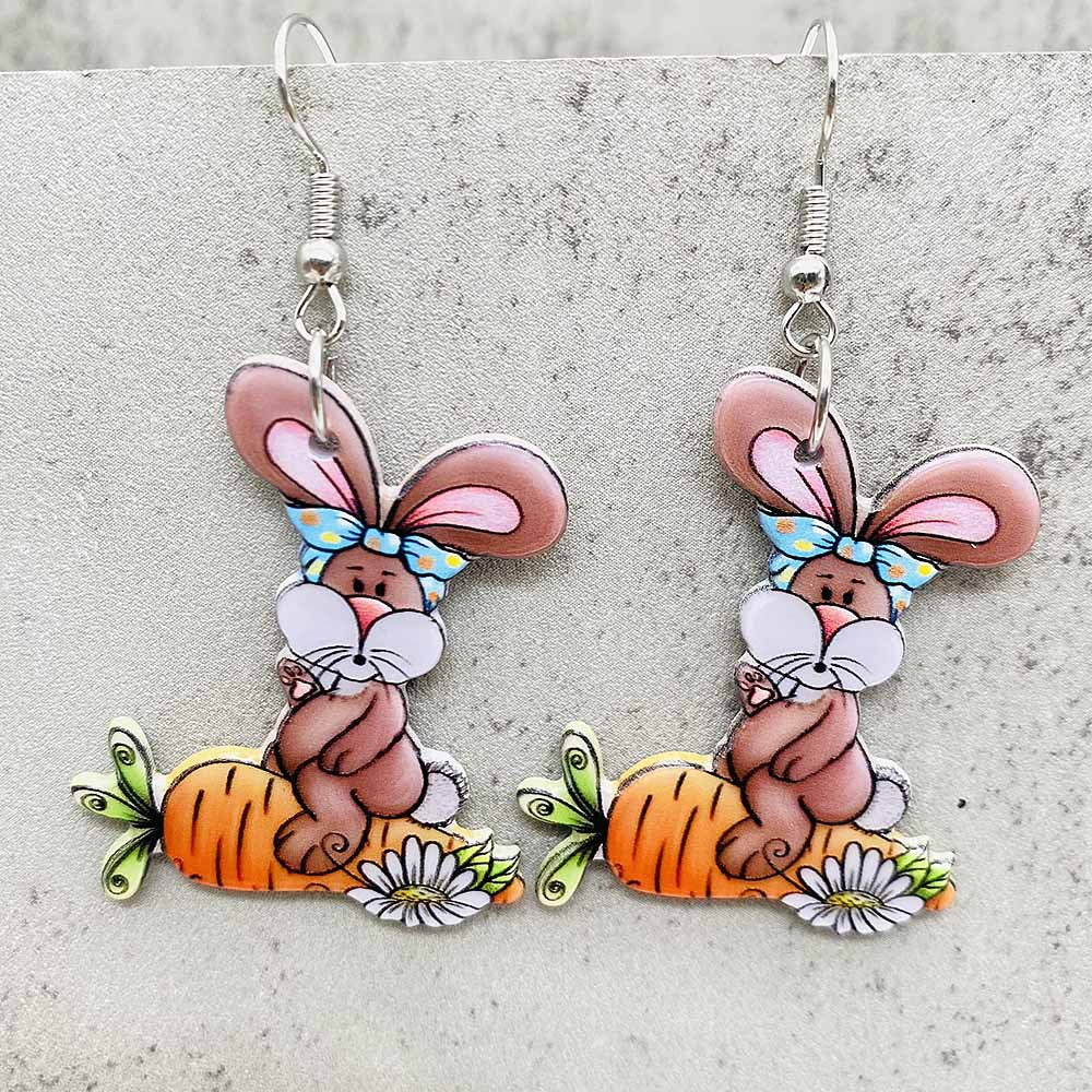 Wholesale  Easter leopard print rabbit carrot acrylic earrings