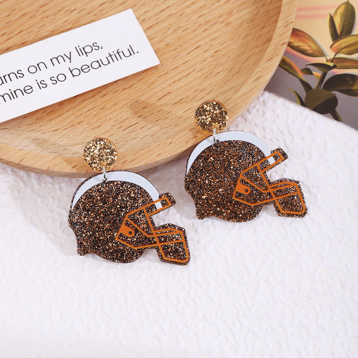 Wholesale  drop oil rugby acrylic sports style earrings