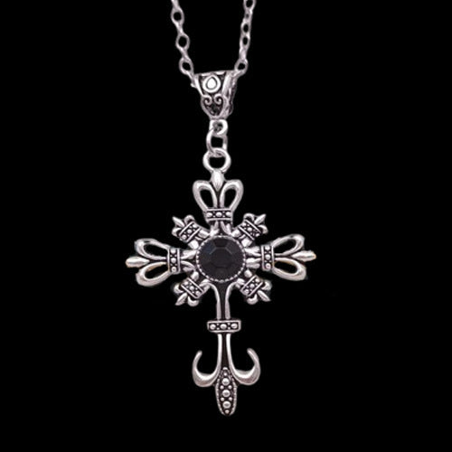 Wholesale Gothic Baroque Silver Tone Cross Pendant Necklace Trendy Jewelry Accessory For Gift Party And Boutique Resale