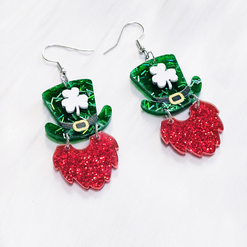 Wholesale 5pcs St. Patrick's Day Shamrock Acrylic Earrings