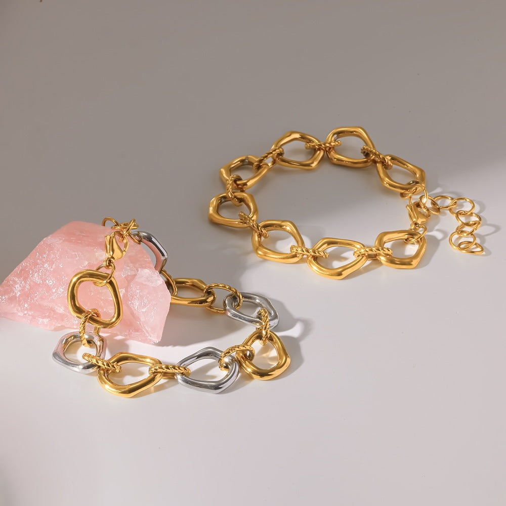 Wholesale Trendy Geometric 18K Gold Plated Stainless Steel Bracelet Stylish Women S Fashion Accessory Boutique Gift Resale