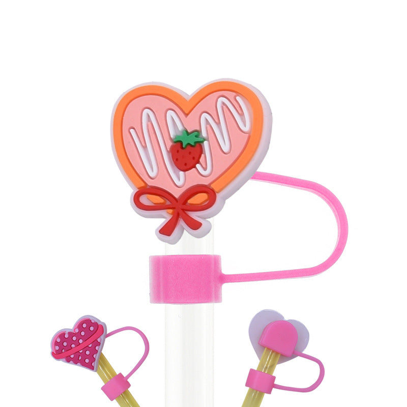 Wholesale Random 100pcs Cartoon Heart Straw Cover Straw Tube Cap