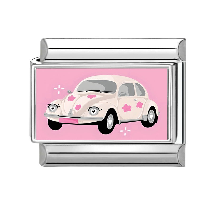 Wholesale Pink DIY Italian Stainless Steel Modular Bracelet Boutique Jewelry Accessory