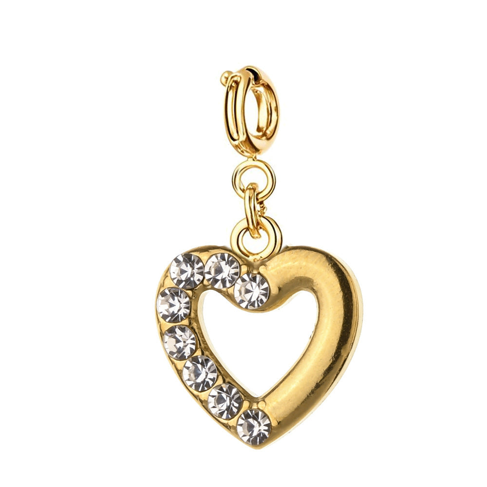 Wholesale Retro Style Heart Series Oil Dripping Colorful Stainless Steel  Charms