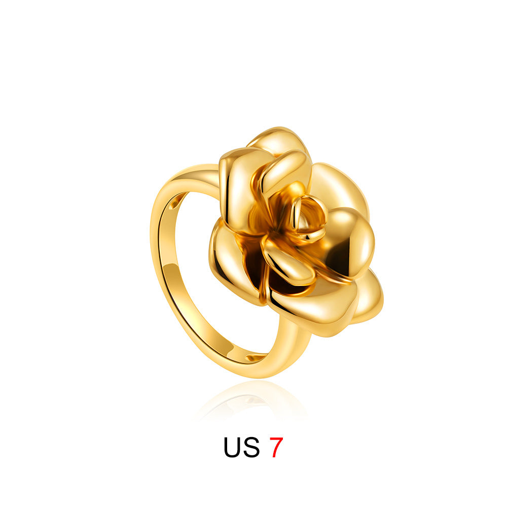 Wholesale 18K gold camellia ring rose decorative ring