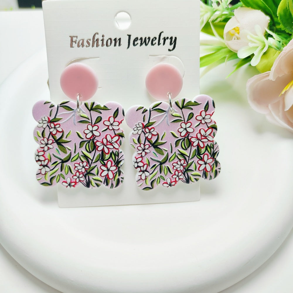 Wholesale Acrylic Creative Flowers Acrylic Earrings ACC-ES-Qiyu014